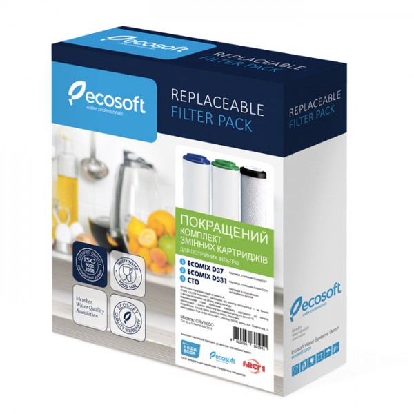 Комплект картриджів 1-2-3 Ecosoft покращенний для потрійних фільтрів - фото, описание, отзывы, купить, характеристики