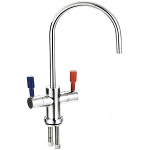 Кран Raifil DF0241AA2-HC 7,5 см с керамическим переключателем (двойной) - silver